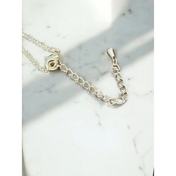 Gold Plated Cubic Zirconia Hammered Disc Initial S - Picture 3 of 6